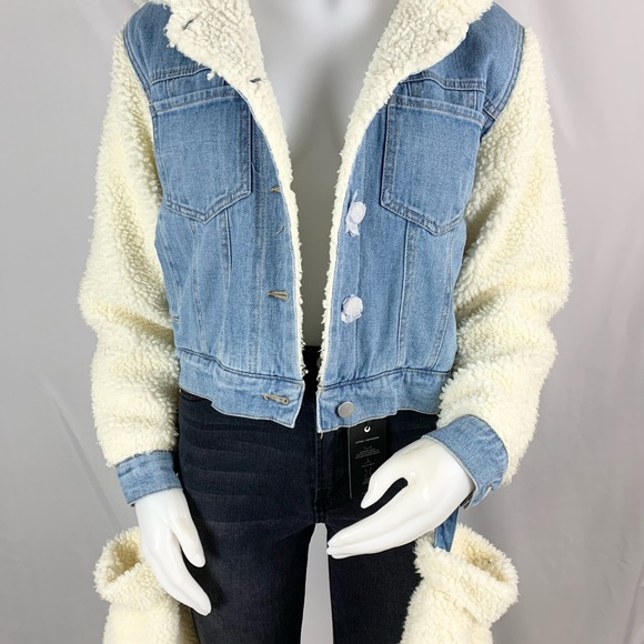 Forever 21 Faux Fur Jean Jacket - Picture 1 of 2
